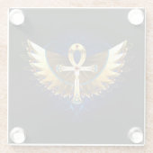 Gold Ankh mit Wings Glasuntersetzer (Rückseite)