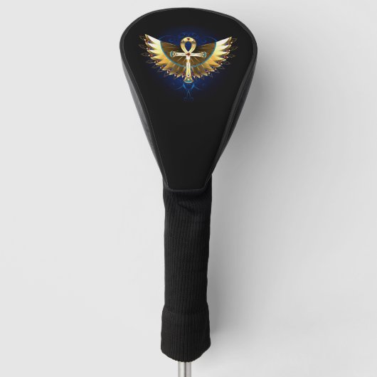 Gold Ankh mit Wings Golf Headcover (Vorderseite)