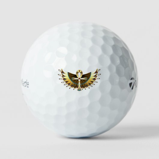 Gold Ankh mit Wings Golfball (Vorderseite)