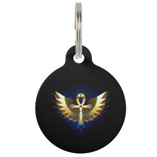 Gold Ankh mit Wings Haustiermarke