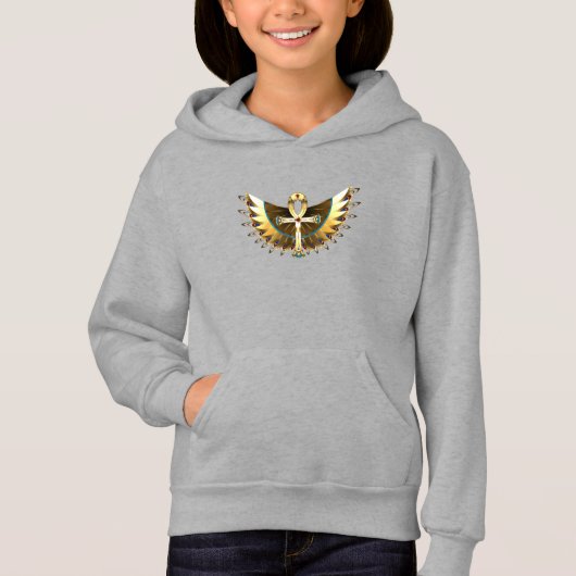 Gold Ankh mit Wings Hoodie (Vorderseite)