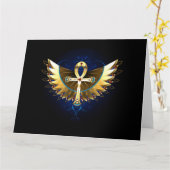 Gold Ankh mit Wings Karte (Gelbe Blume)