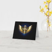 Gold Ankh mit Wings Karte (Gelbe Blume)