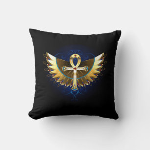 Gold Ankh mit Wings Kissen
