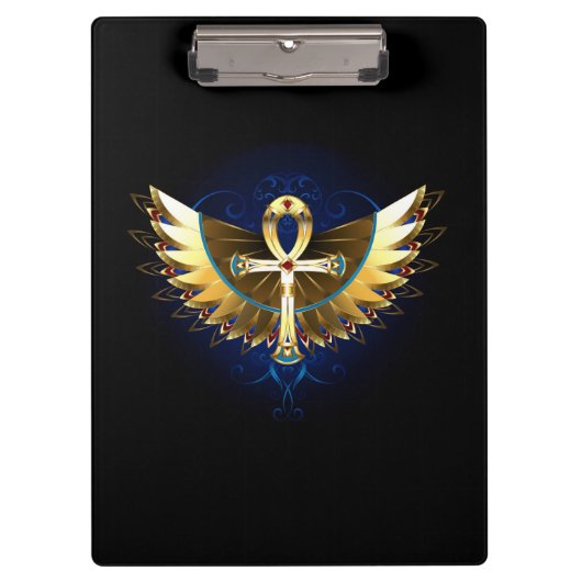 Gold Ankh mit Wings Klemmbrett (Vorderseite)