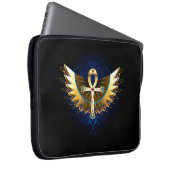 Gold Ankh mit Wings Laptopschutzhülle (Vorne Rechts)