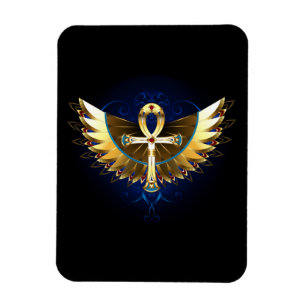 Gold Ankh mit Wings Magnet