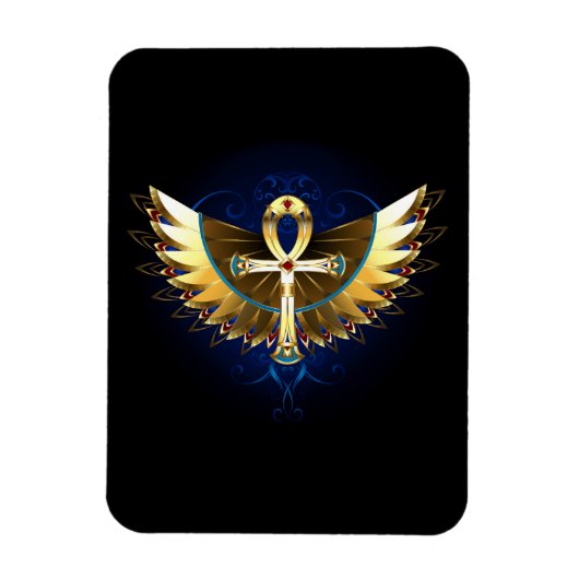 Gold Ankh mit Wings Magnet (Vertikal)