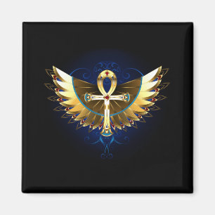 Gold Ankh mit Wings Magnet