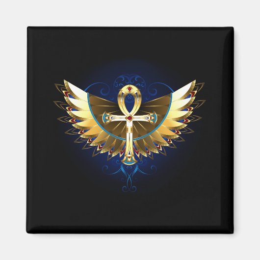 Gold Ankh mit Wings Magnet (Vorne)