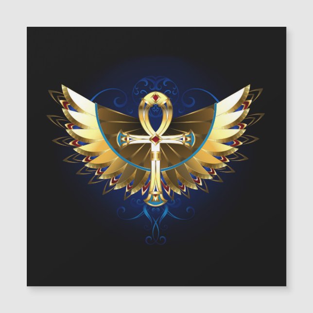 Gold Ankh mit Wings Magnetkarte (Vorderseite)