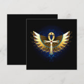 Gold Ankh mit Wings Mitteilungskarte (Vorne/Hinten)