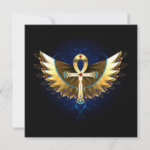 Gold Ankh mit Wings Mitteilungskarte
