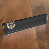Gold Ankh mit Wings Namensplakette (Seite)