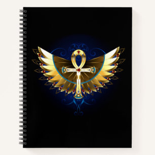 Gold Ankh mit Wings Notizblock