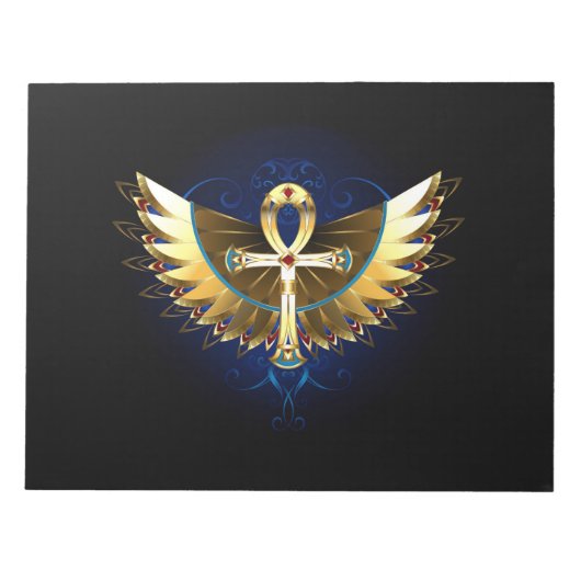 Gold Ankh mit Wings Notizblock (Vorderseite)