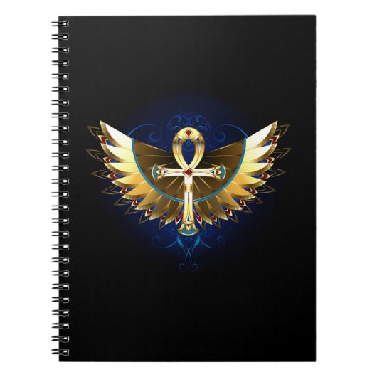 Gold Ankh mit Wings Notizblock (Vorderseite)