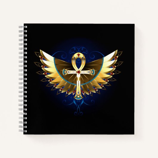 Gold Ankh mit Wings Notizblock (Vorderseite)