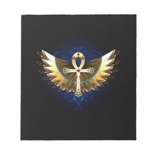 Gold Ankh mit Wings Notizblock