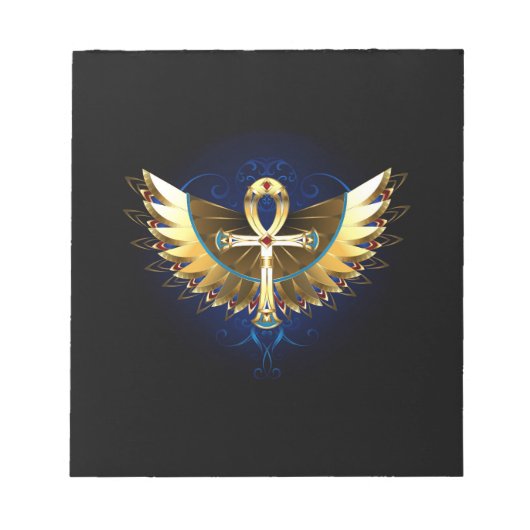 Gold Ankh mit Wings Notizblock (Vorderseite)