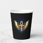Gold Ankh mit Wings Pappbecher (Rückseite)