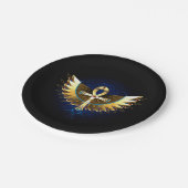 Gold Ankh mit Wings Pappteller (Schrägansicht)
