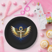 Gold Ankh mit Wings Pappteller (Party)