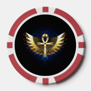 Gold Ankh mit Wings Pokerchips