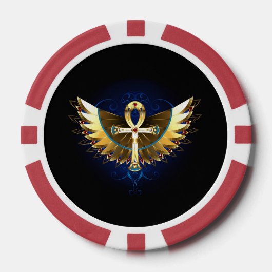 Gold Ankh mit Wings Pokerchips (Vorderseite)