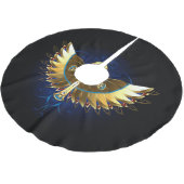 Gold Ankh mit Wings Polyester Weihnachtsbaumdecke (Schrägansicht)