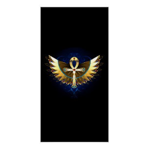 Gold Ankh mit Wings Poster