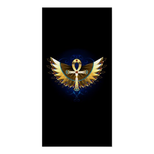 Gold Ankh mit Wings Poster (Vorderseite)