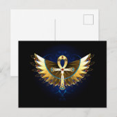 Gold Ankh mit Wings Postkarte (Vorne/Hinten)