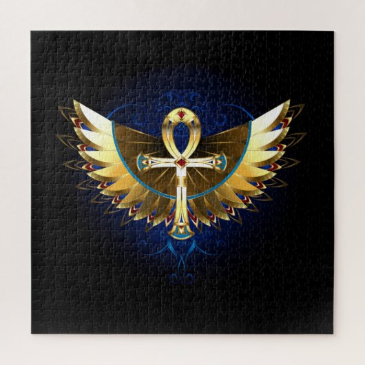 Gold Ankh mit Wings Puzzle (Vertikal)