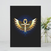 Gold Ankh mit Wings Save The Date (Stehend Vorderseite)