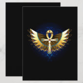 Gold Ankh mit Wings Save The Date (Vorne/Hinten)