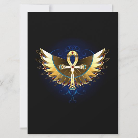Gold Ankh mit Wings Save The Date (Vorderseite)