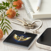 Gold Ankh mit Wings Schlüsselanhänger (Vorderseite rechts)