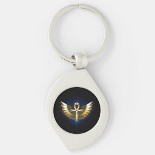 Gold Ankh mit Wings Schlüsselanhänger