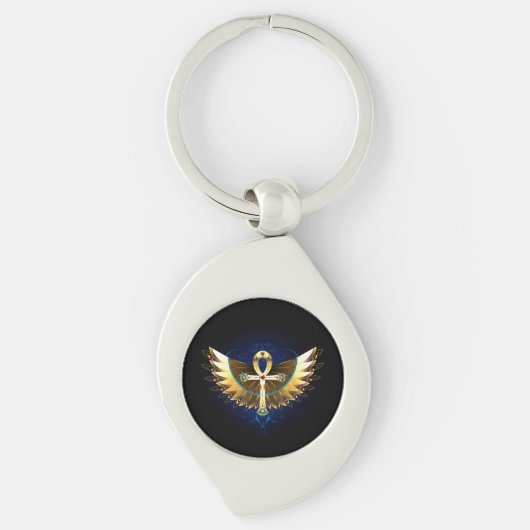 Gold Ankh mit Wings Schlüsselanhänger (Vorderseite)