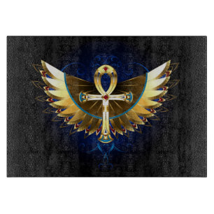 Gold Ankh mit Wings Schneidebrett
