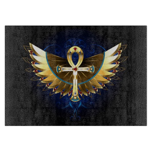 Gold Ankh mit Wings Schneidebrett (Vorderseite)
