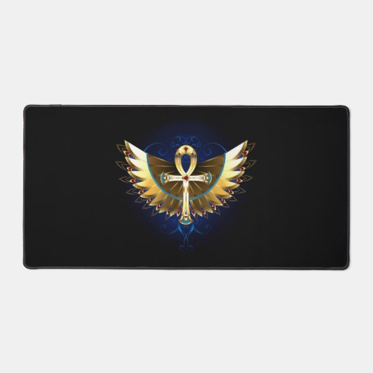 Gold Ankh mit Wings Schreibtischunterlage (Vorderseite)