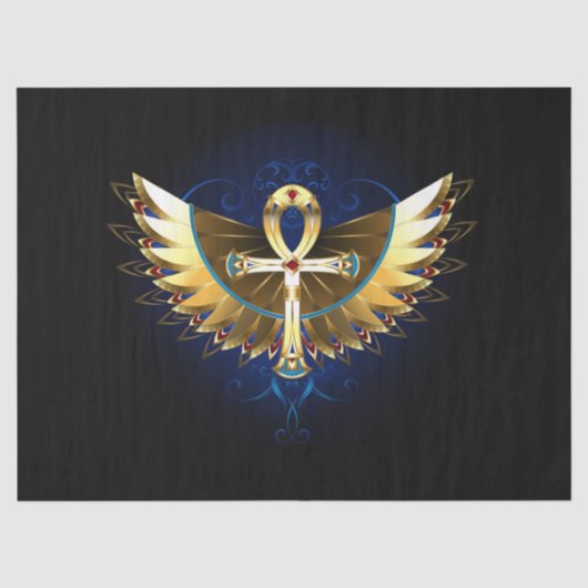 Gold Ankh mit Wings Seidenpapier (Vorderseite)