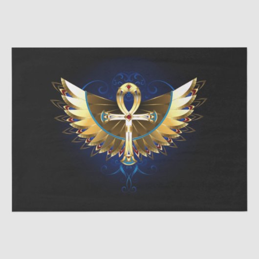 Gold Ankh mit Wings Seidenpapier (Vorderseite)