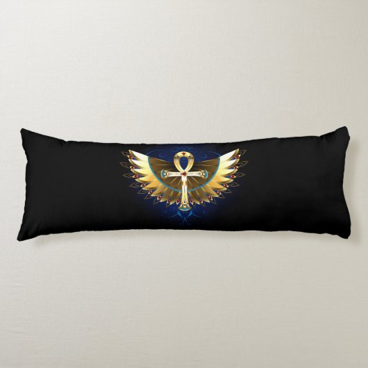 Gold Ankh mit Wings Seitenschläferkissen (Vorderseite)