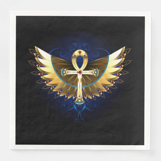 Gold Ankh mit Wings Serviette (Vorderseite)