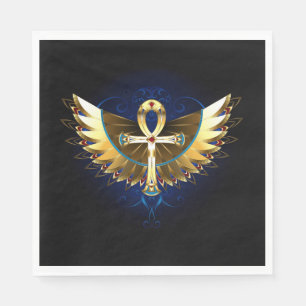 Gold Ankh mit Wings Serviette