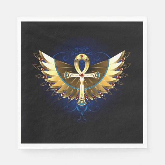 Gold Ankh mit Wings Serviette (Vorderseite)