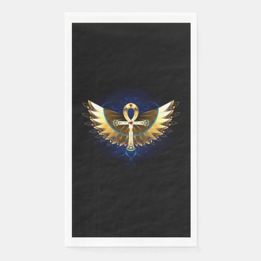 Gold Ankh mit Wings Serviette (Vorderseite)